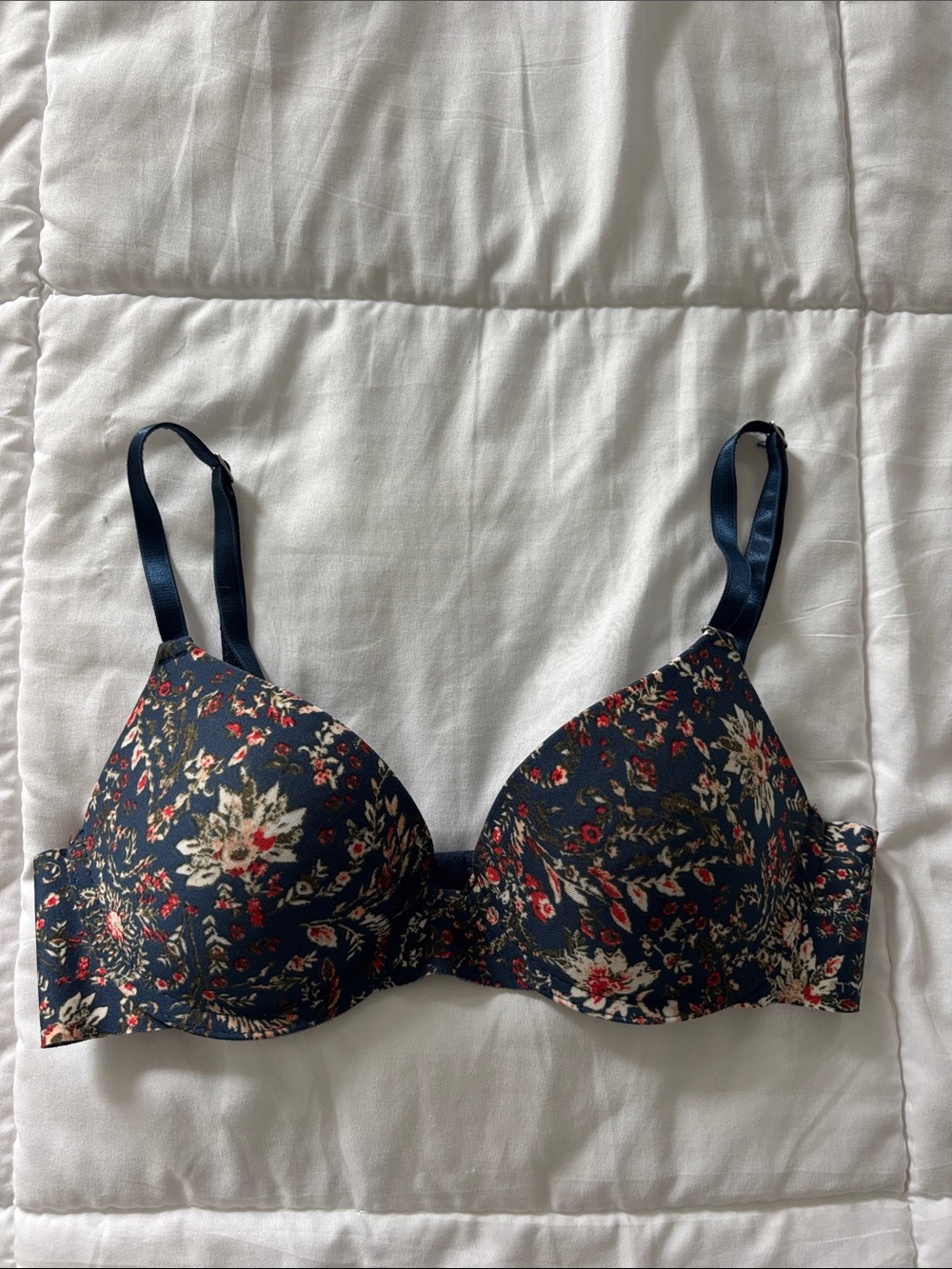 Tahari Navy Floral Push-Up Bra